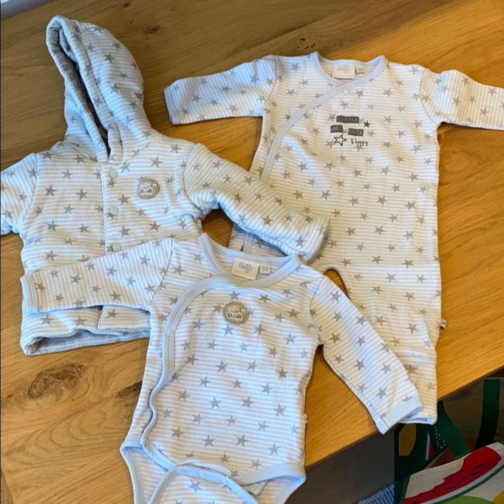Adorable 3  piece set with jacket, pajama, onesie